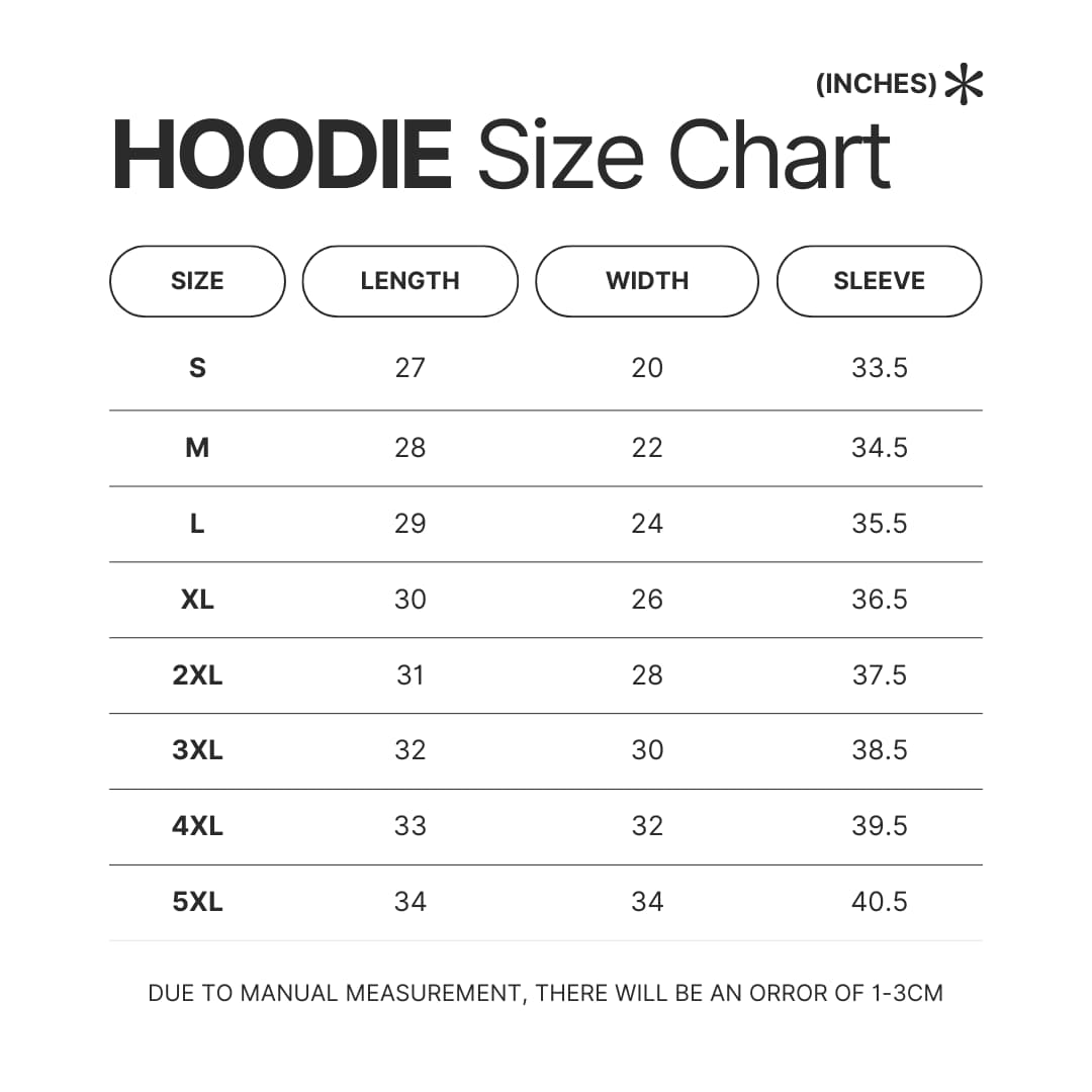 Hoodie Size Chart - Kuromi Store